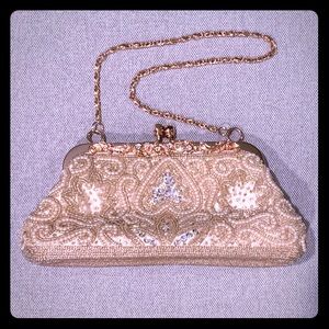 KATE LANDRY 80s Vintage-look Beaded Cream Purse